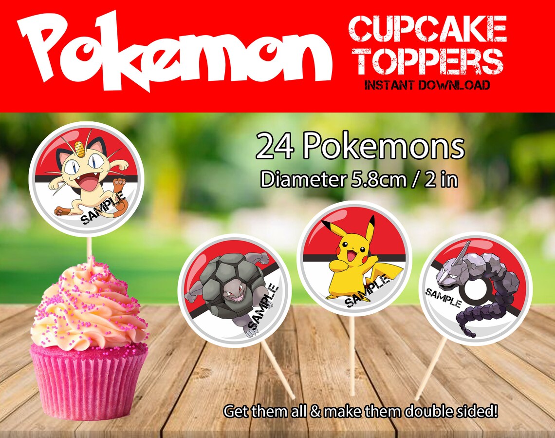 Pokemon Characters Cupcake Toppers Pokemon Party Decoration Etsy UK