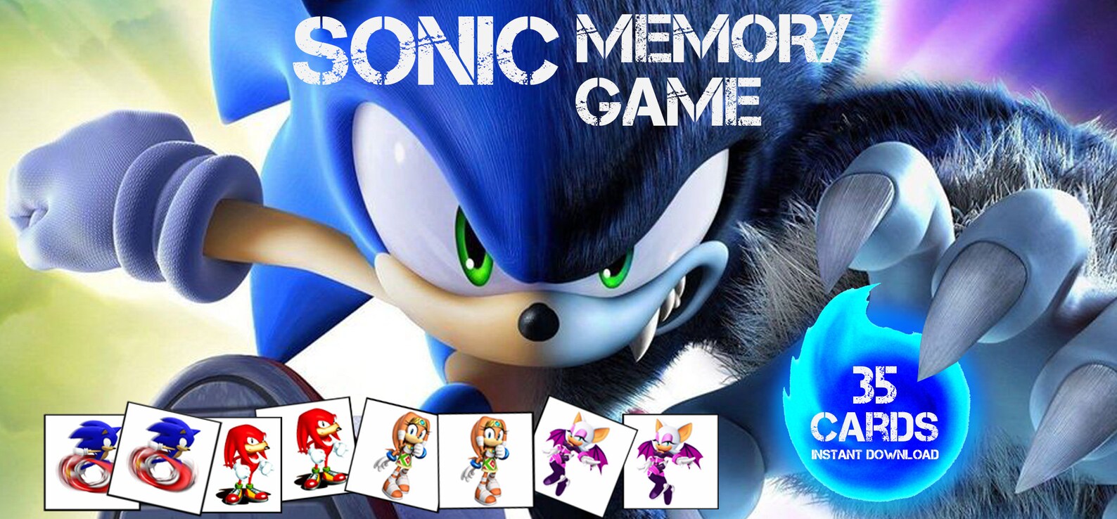 20 card Sonic Bingo & Sonic Memory game Sonic Bingo 5x5 Etsy
