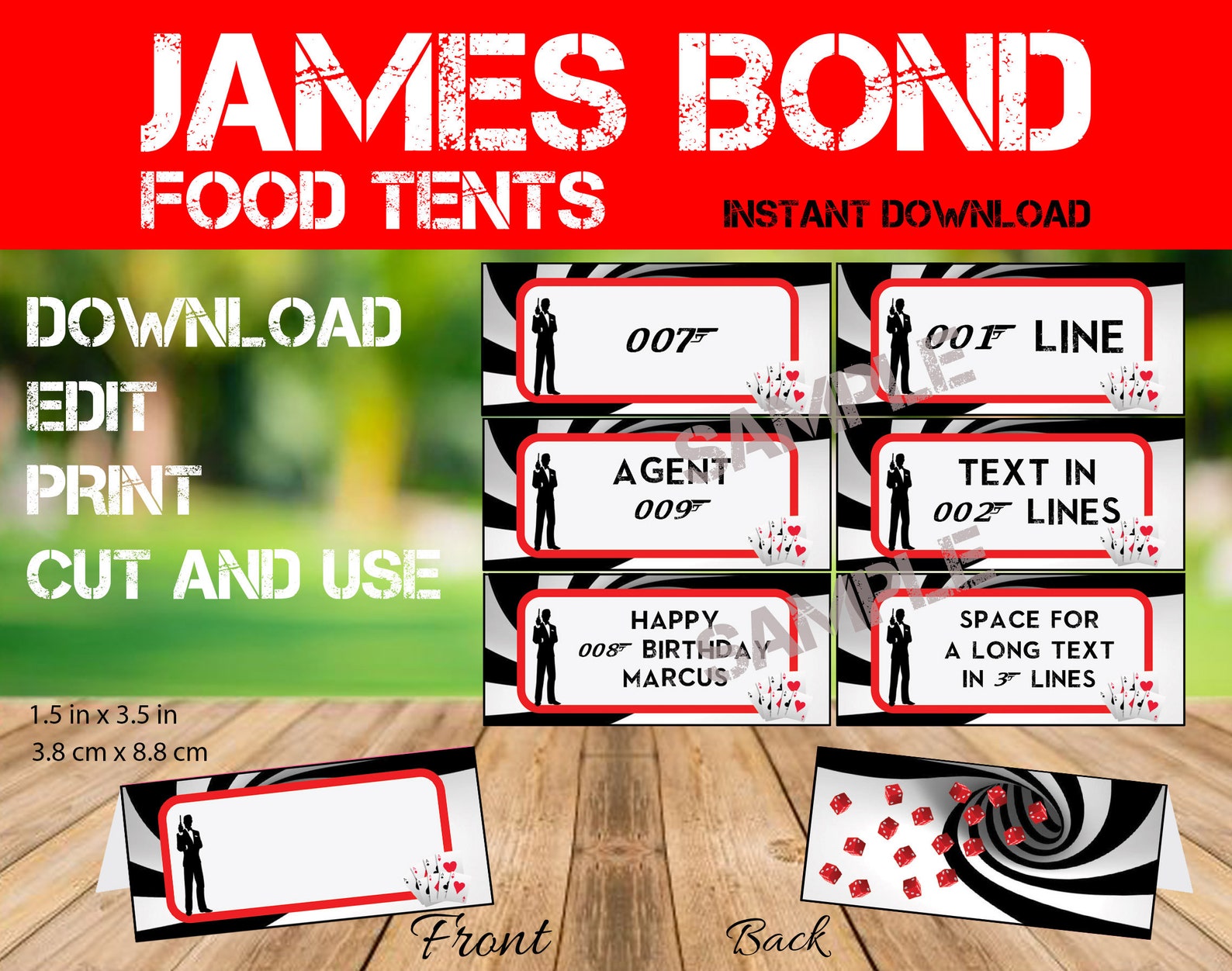 Spy James Bond Party Supplies Food Tents Cupcake Toppers Etsy UK