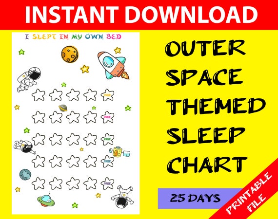 Toddler Reward Chart Printable Sleep Reward Chart Stay in Bed Sticker Chart Outer Space Sleep Training Chart Space Sleep Chart