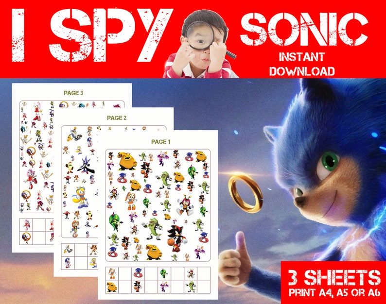 Sonic I Spy Game Printable Sonic Game Sonic Party Game | Etsy