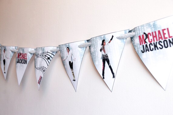 Michael Jackson Birthday Banner Bunting - Michael Jackson Party Banner - Michael Jackson party decorations - Michael Jackson Wall Decoration Il_570xn