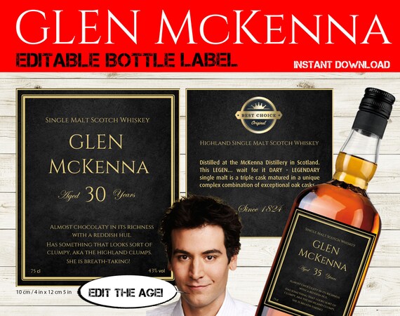 Editable How I Met Your Mother birthday gift - HIMYM Glenn McKenna labels - How I Met Your Mother gift - HIMYM bottle label - HIMYM fan gift Il_570xn