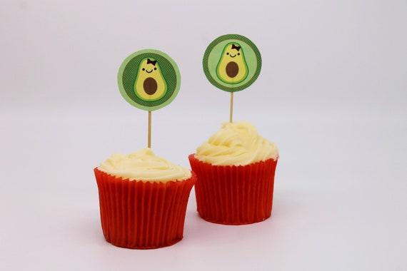Avocado Party Cupcake toppers - Avocado cupcake toppers - Avocado party decorations - Printable Avocado Party cake toppers - Cute Avocado Il_570xn