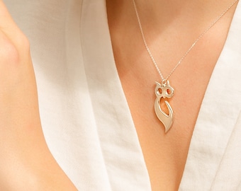 Silver Owl Pendant Necklace: Athenian Greek Wisdom Symbol Gift