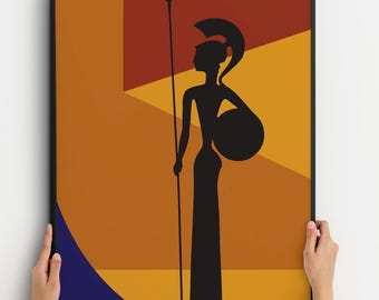 Athena Goddess Print, Greek Mythology Wall Art, Minimalist Ancient Greece Poster, Instant Download