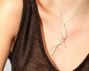 Ciondolo minimalista in argento sterling: collana geometrica astratta, regalo contemporaneo