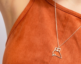 Collana con gufo in argento fatta a mano: ciondolo greco minimalista