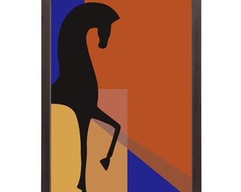 Geometric Horse Art Print, Abstract Wall Minimalist Poster, Modern Animal Artwork, Equestrian Decor (Instant Download)