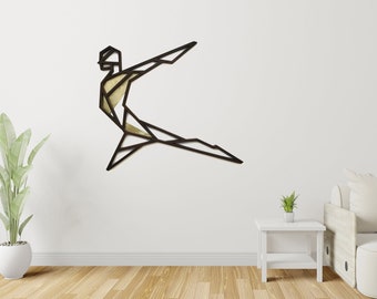 Scultura da parete in legno raffigurante una ballerina, pezzo unico nel suo genere, decorazione minimalista per appartamenti, decorazione da parete per il soggiorno.