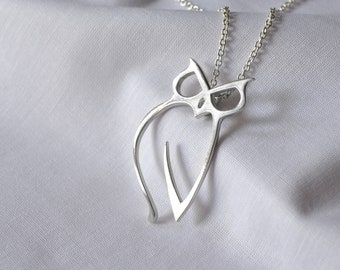 Sterling Silver Owl Pendant Necklace: Minimalist Greek Jewelry