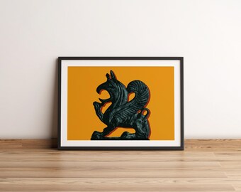 Stampa artistica murale raffigurante un grifone antico, poster di una creatura mitologica, decorazione ispirata alla mitologia greca, arte fantasy medievale, download digitale.