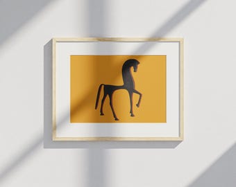 Trojan Horse Printable Art, Minimalist Horse Poster, Odyssey Horse Wall Art Modern Decor, Archaeological Inspired  Digital Download Artwork