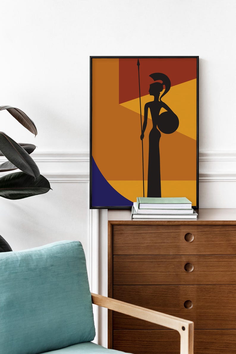 Athena Goddess Print, Greek Mythology Wall Art, Minimalist Ancient Greece Poster, Instant Download image 4