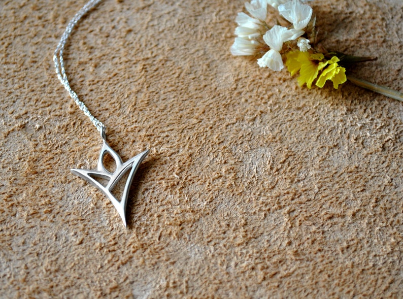 Ethereal Casual Pendant Contemporary Floral Jewelry Lotus Flower Abstract Silver Minimal Pendant Statement Silver Necklace Lotus Pendant