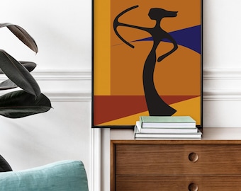 Quadro di Artemide, stampa della dea greca, decorazione minimalista ispirata alla mitologia greca, poster della dea della luna, arte greca antica (download immediato)