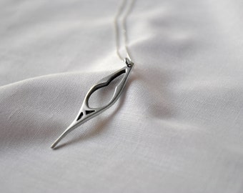 Raindrop Abstract Sterling Silver Necklace. Symmetrical Statement Necklace. Raindrop Gift. Rain Lover Gift.