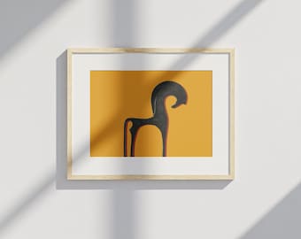 Abstract Trojan Horse Printable Art, Geometric Horse Poster, Ancient Greek Inspired Wall Art, Modern Minimalist Equine Decor