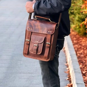 Cartable en cuir fait main personnalisé marron sac à bandoulière de bureau de voyage fait main pour hommes femmes sac à main latéral porte-documents cadeaux de vacances