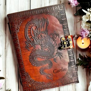 Handmade Leather Dragon Journal Personalized Gifts for Him Her Grimoire Blank Notebook Personalized Spell Book of Shadows Custom Scrapbook
