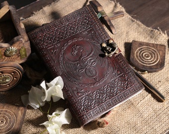 Leather Journal Dragon Notebook, Rustic Handmade Lockable Diary, Travel journal, Sketchbook, scrapbook, book of Shadow, Personalised gift