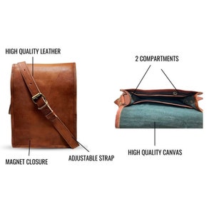 Handmade Personalized Genuine leather Satchel bag for iPad bag shoulder bag for Men & Women gift for men office bag work rustic bag Satchel image 9