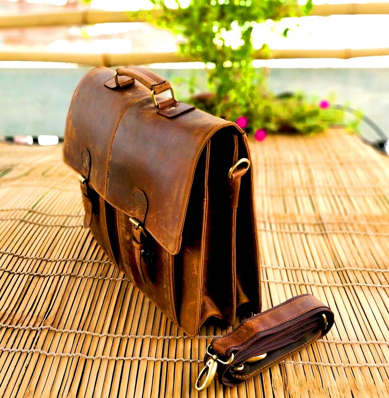 Personalized Genuine Leather Messenger Bag Laptop Bag Shoulder Etsy