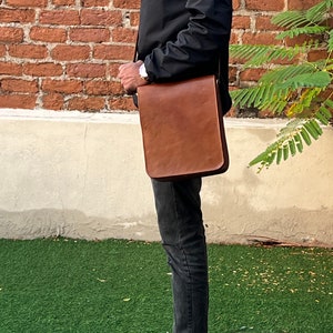 Handmade Personalized Genuine leather Satchel bag for iPad bag shoulder bag for Men & Women gift for men office bag work rustic bag Satchel image 10