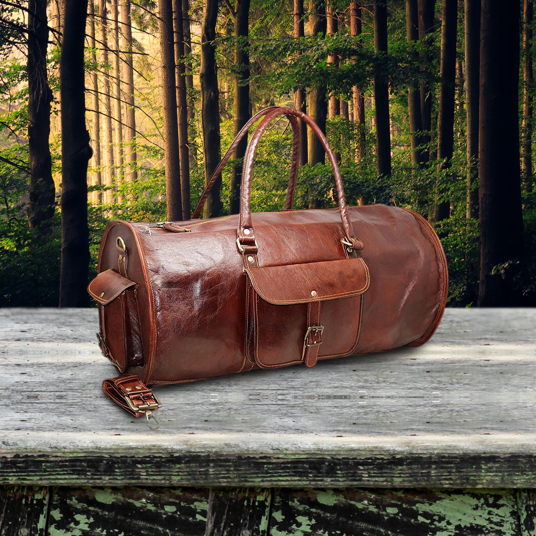 Personalized GenuineLeather Duffel Bag Vintage Carry On Etsy