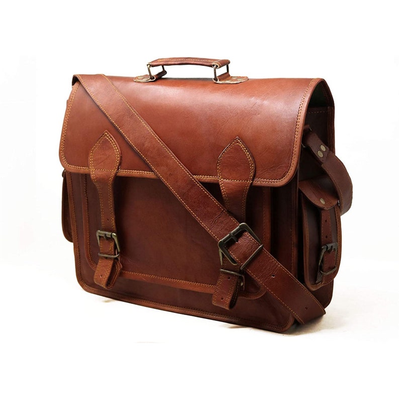 Personalized Genuine leather messenger bag laptop bag shoulder bag for men and women office bag briefcase bag image 4