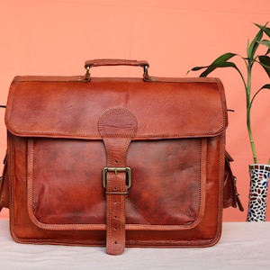 Sac messager personnalisé en cuir véritable 16" pour ordinateur portable, sac à bandoulière, cadeau pour homme, sac de bureau, mallette de travail, sac rustique, grande cartable
