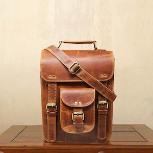 Cartable personnalisé en cuir véritable sac iPad sac à bandoulière pour homme et femme cadeau pour homme sac de bureau travail rustique sac cartable