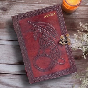 Personalized Dragon Leather Journal Leather Notebook Embossed Scrapbook Witchcraft Journal Anime Grimoire Book of Shadows Dungeons  Dragons
