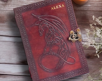 Personalisiertes Leder Journal Leder Notizbuch Geprägtes Scrapbook Scrapbook Journal Anime Grimoire Buch der Schatten Dungeons Dragons