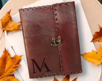 Personalized Leather Journal Blank Notebook with Clasp Travel Diary Guestbook Custom Gifts for Him Her Spell Book Artist Sketchbook Planner