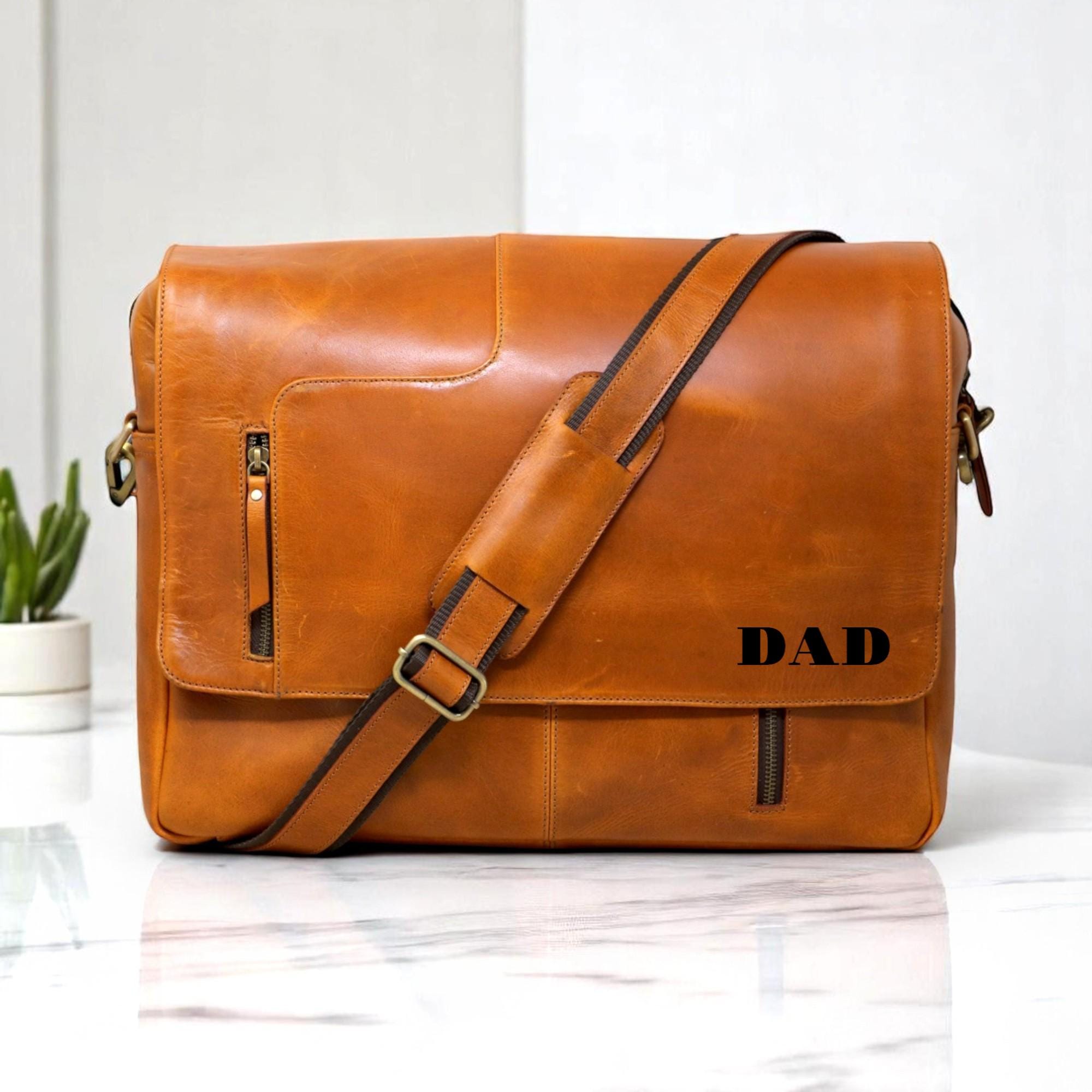 Handmade Leather Messenger Bag Personalized Crossbody Shoulder Handbag Laptop Briefcase Work Satchel Custom Birthday Gifts for Him Her