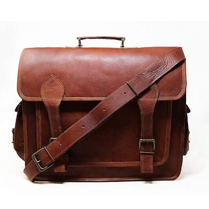 Personalized Genuine leather messenger bag laptop bag shoulder bag for men and women office bag briefcase bag image 5