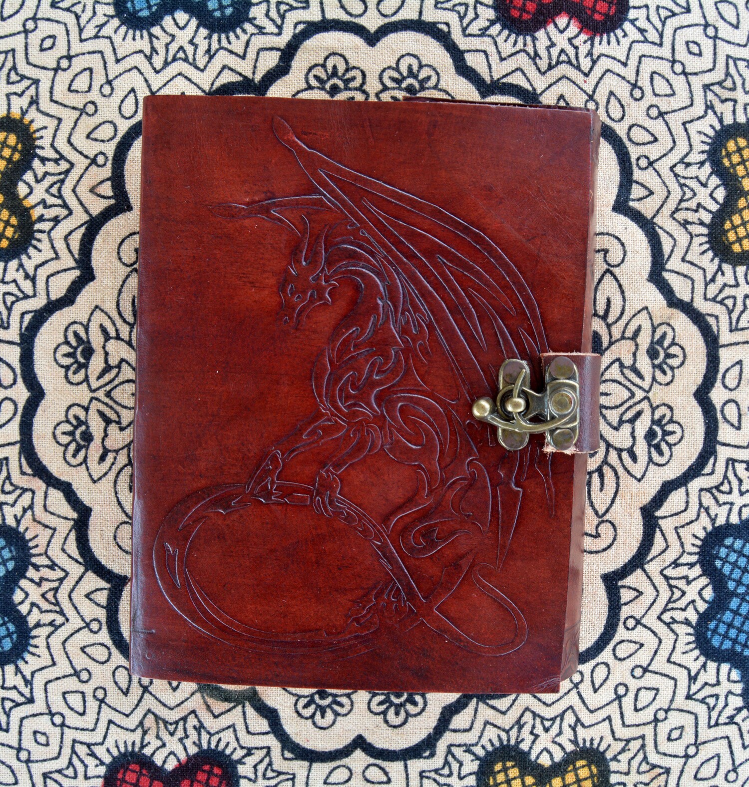 Handmade Dragon Emboss Leather Journal With Clasp Personal Etsy