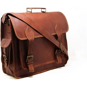 Personalized Genuine leather messenger bag laptop bag shoulder bag for men and women office bag briefcase bag image 2