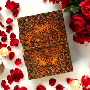 Leather Journal Heart Notebook, Rustic Personalized Vintage Diary, Travel journal, Sketchbook, scrapbook, book of Shadow, Personalised gift