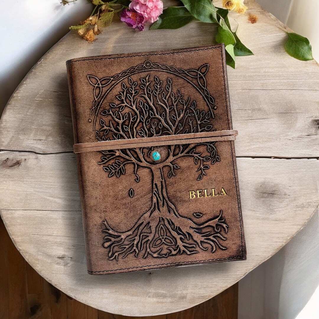 Celtic Tree of Life Leather Journal Vintage Grimoire Book of Shadow ...