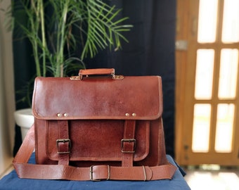 Personalized Genuine leather messenger bag laptop bag shoulder bag for men and women office briefcase