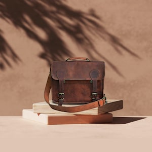 Sac cartable en cuir véritable pour iPad et sac à bandoulière pour homme et femme sac cartable rustique