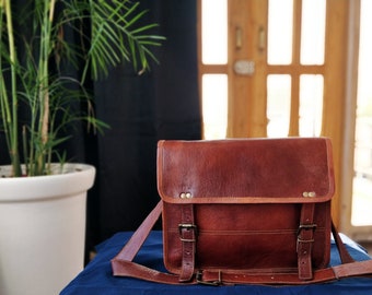 Sac à bandoulière personnalisé en cuir véritable sac iPad sac à bandoulière pour hommes et femmes cadeau pour hommes sac de bureau travail sac rustique Satchel