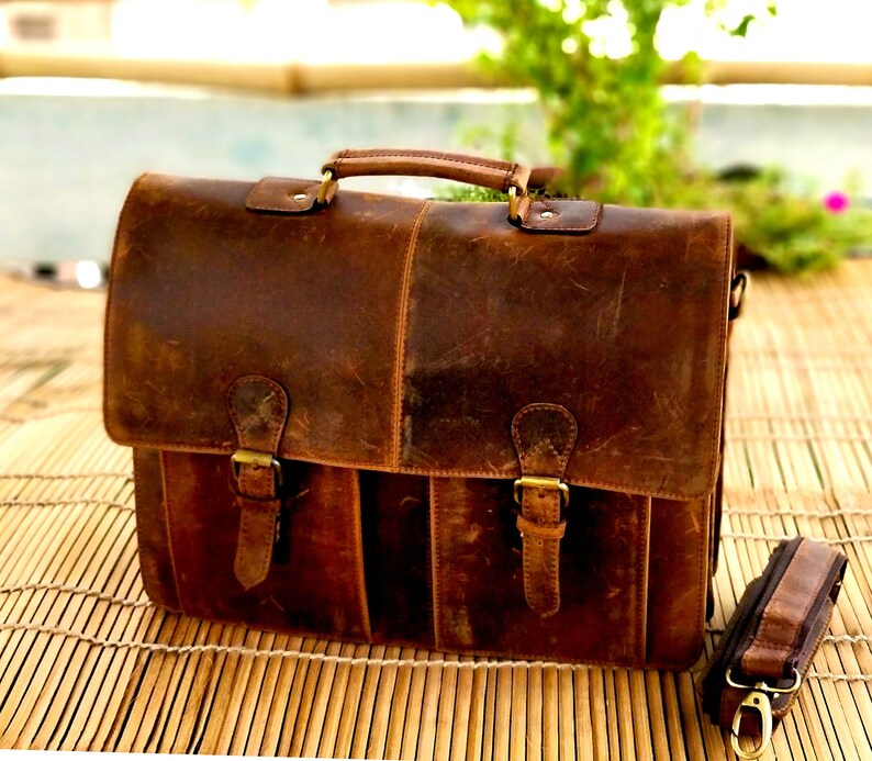 Personalized Genuine Leather Messenger Bag Laptop Bag Shoulder Etsy
