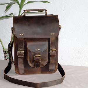 Cartable personnalisé en cuir véritable sac iPad sac à bandoulière pour homme et femme cadeau pour homme sac de bureau