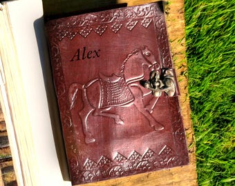 Personalized Horse Journal Leather Notebook Equestrian Majestic Animal Travel Diary Spell Book Blank Planner Handmade Gift Artists Writers