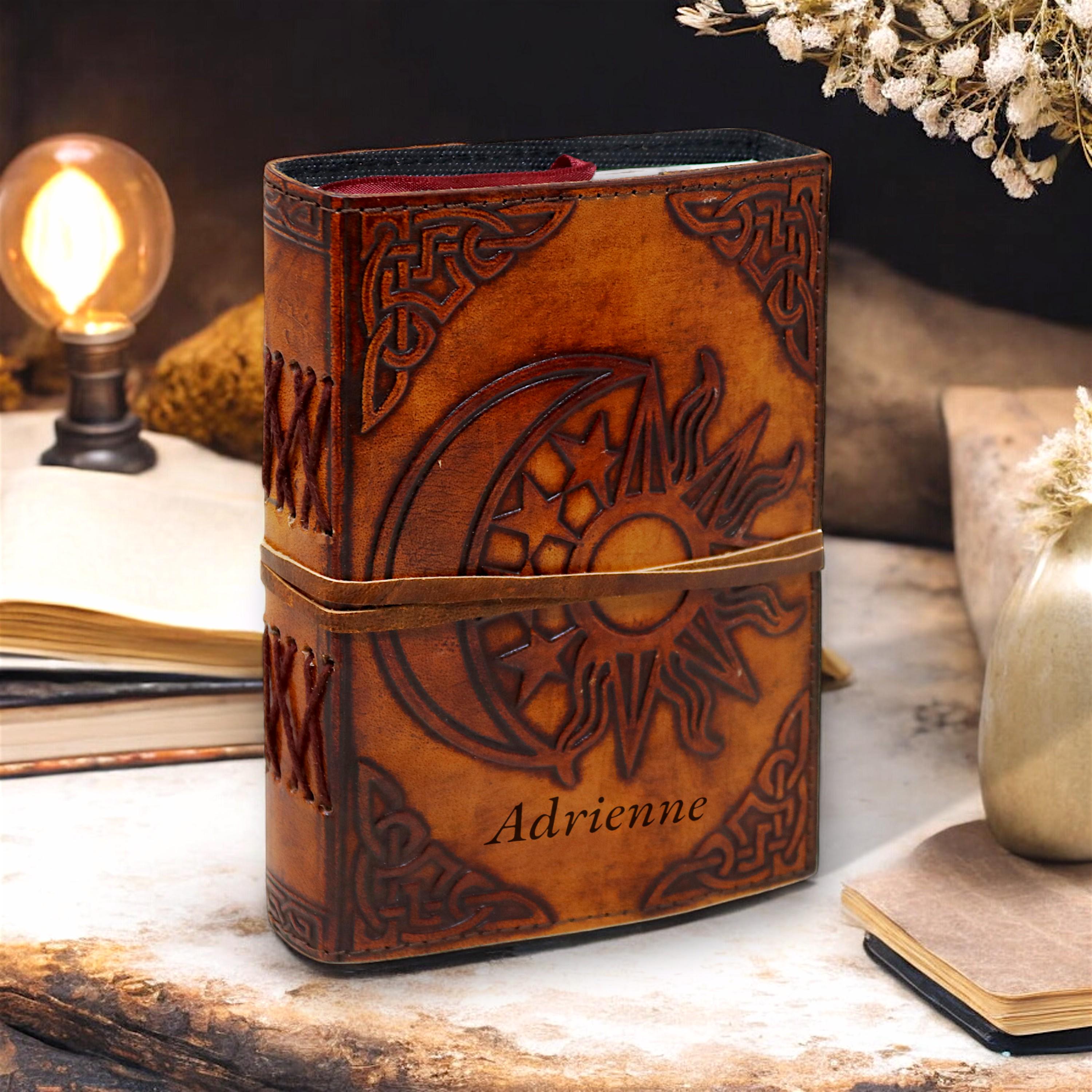 Personalized Sun and Moon Leather Journal Astrophile Dark Academia ...