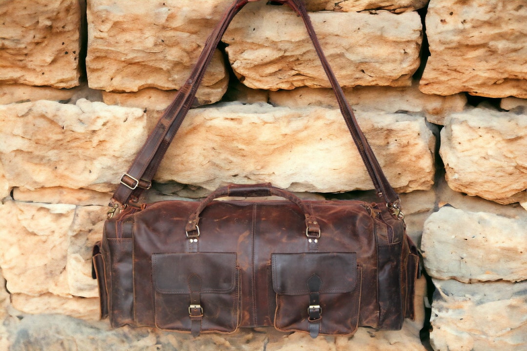 Personalized Leather Duffle Bag Leather Vacation Duffel Etsy