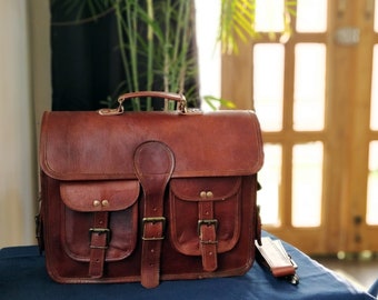 Gepersonaliseerde lederen messengertas laptoptas schoudertas voor vrouwen cadeau voor mannen kantoortas werkaktetas rustieke tas grote satchel